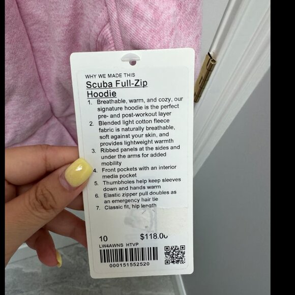 Lululemon Scuba Full-Zip Hoodie heathered vitapink Size 10 - Picture 3 of 4